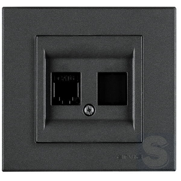 Розетка комп'ютерна RJ45 cat 6 Arvia Electric KAREN Димчастий (20 04 2000 247)